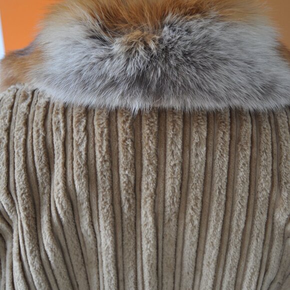 ANNA KEL vintage 2 in 1 corduroy jacket REAL FUR - Picture 9 of 10